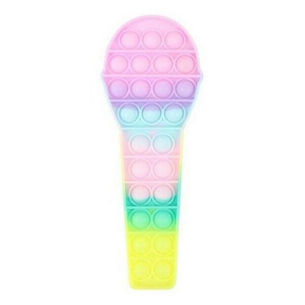 Fidget Toy Microphone Push Pop Bubble Pastel Rainbow Silicone Sensory